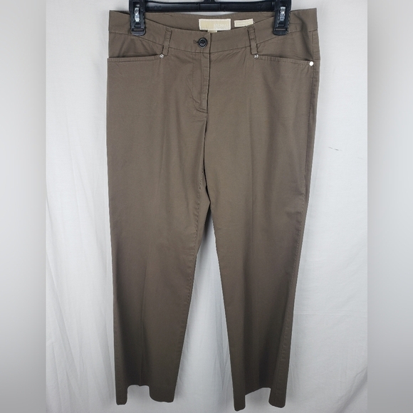 Michael Kors Brown Gramercy Fit Flat Front Khakis Sz 6 - Picture 2 of 9